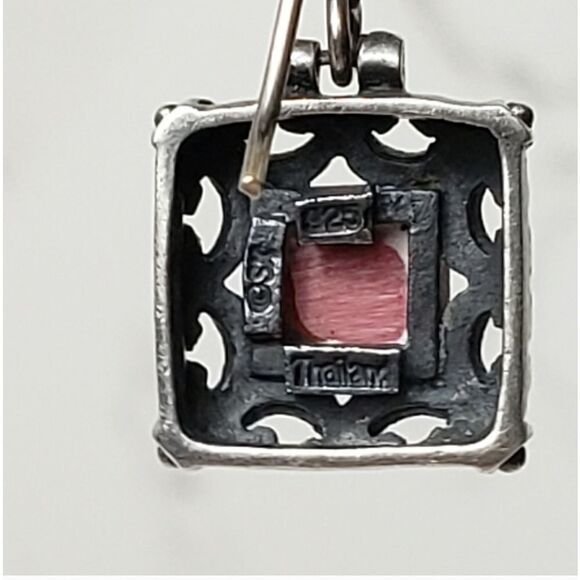 925 SILVER Square Filigree French Hook Earrings - Picture 6 of 7